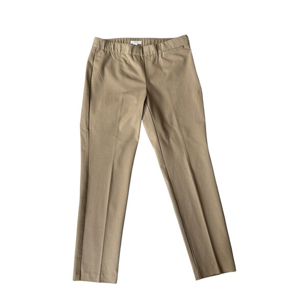 J. Jill Precision Stretch tan creased pull on pant side button zip 6 petite - Picture 1 of 8